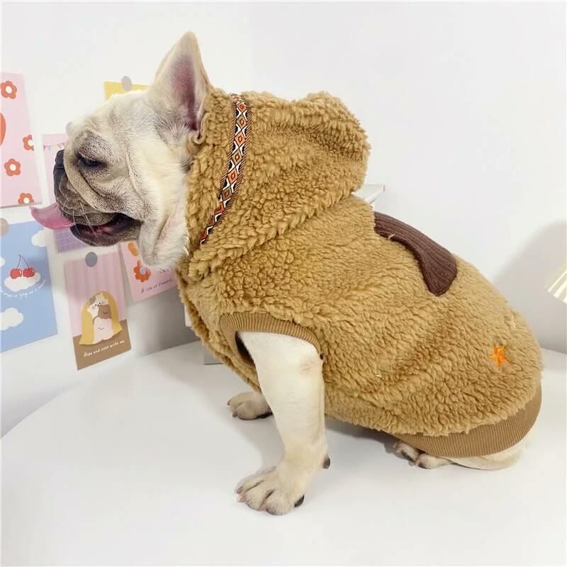frenchie space shop beige fleece frenchie vest