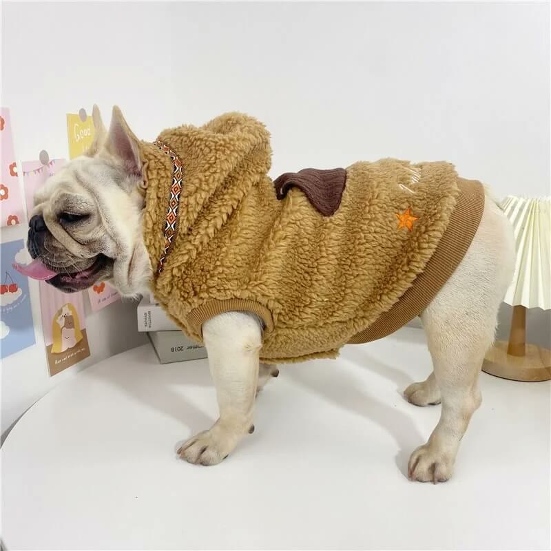 frenchie space shop beige fleece frenchie vest