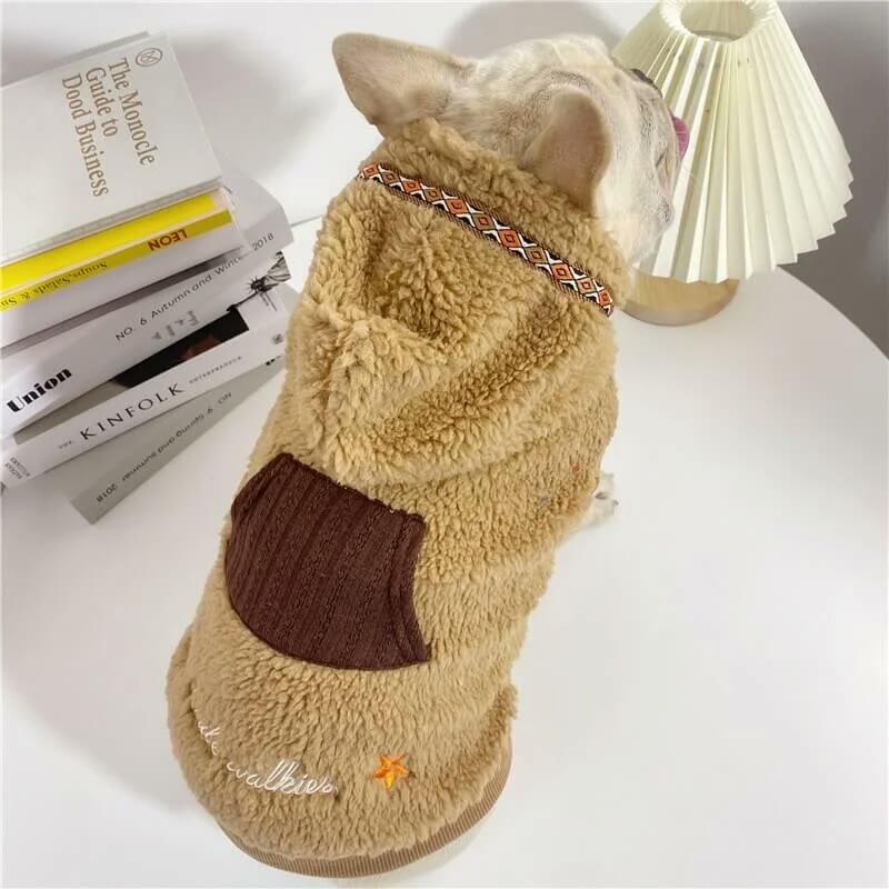 frenchie space shop beige fleece frenchie vest