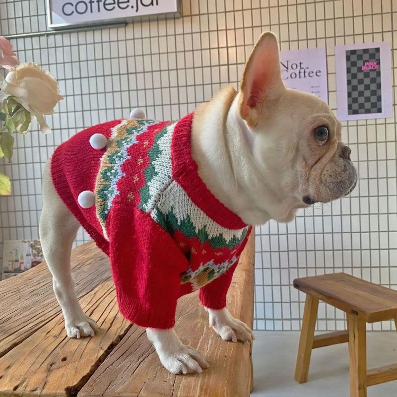 frenchie space shop christmasred french bulldog sweater