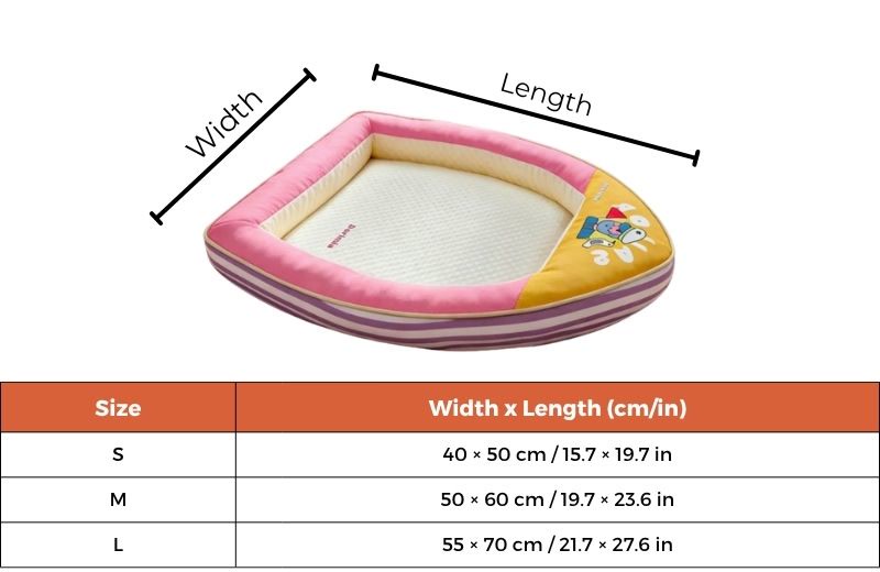Cooling Frenchie Boat Bed size guide