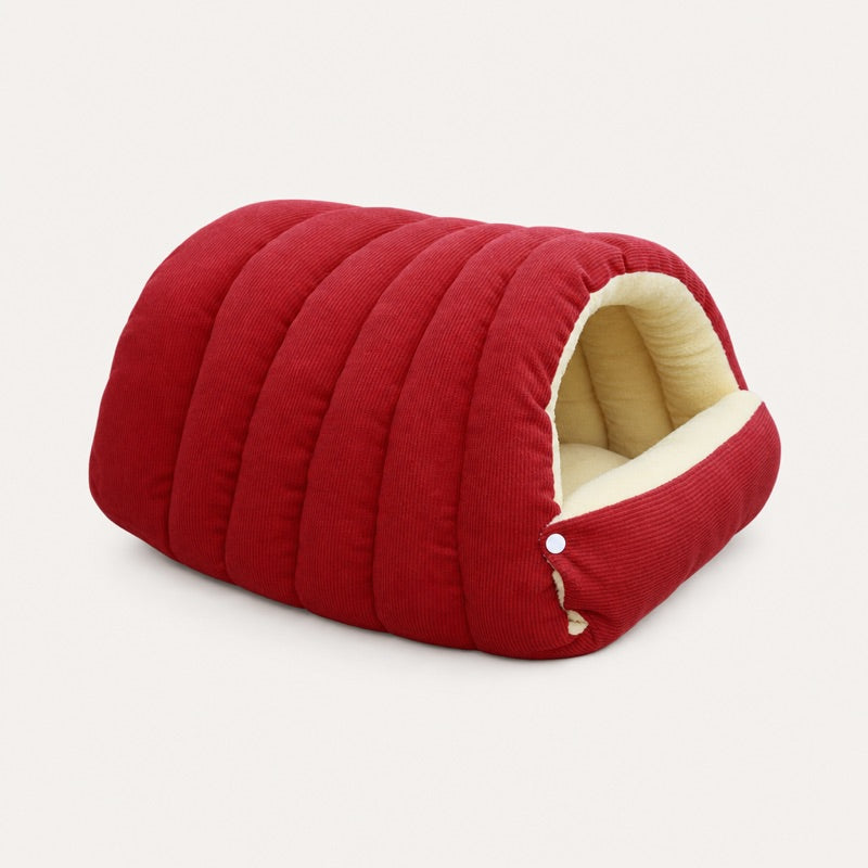Red Corduroy Frenchie Cave Bed