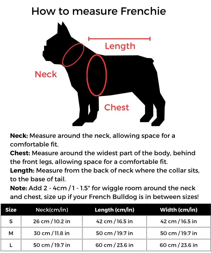 CuddleCub French Bulldog Blanket size guide