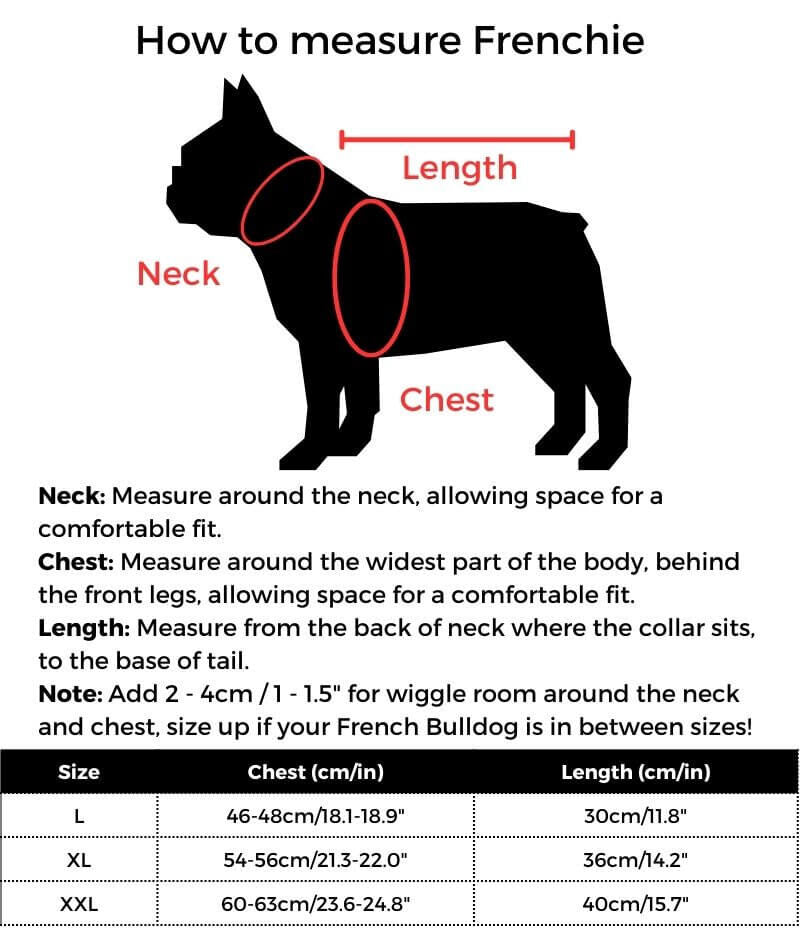 ElegantSuit French Bulldog Shirt size guide