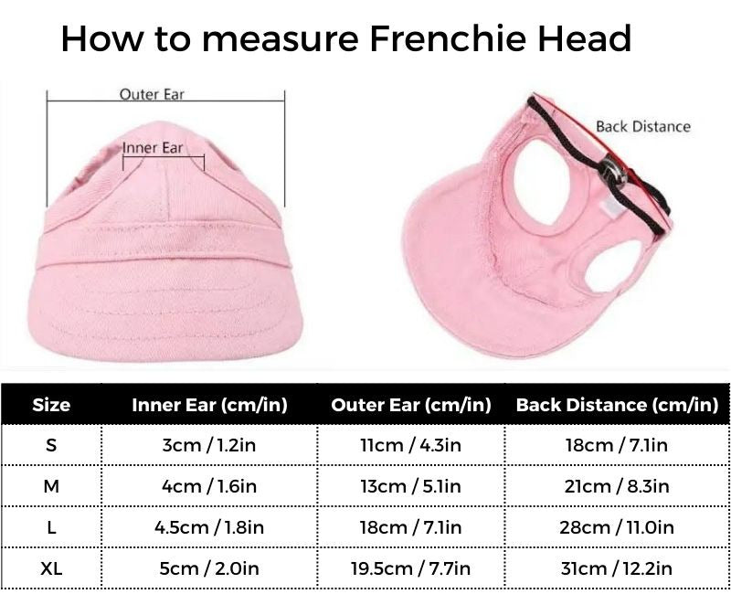 French Bulldog Baseball Cap size guide