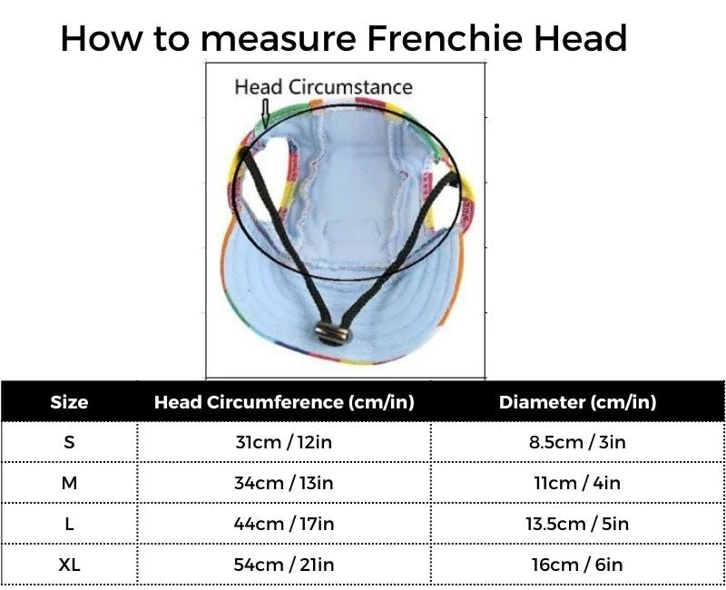 French  Bulldog Summer Cap size guide