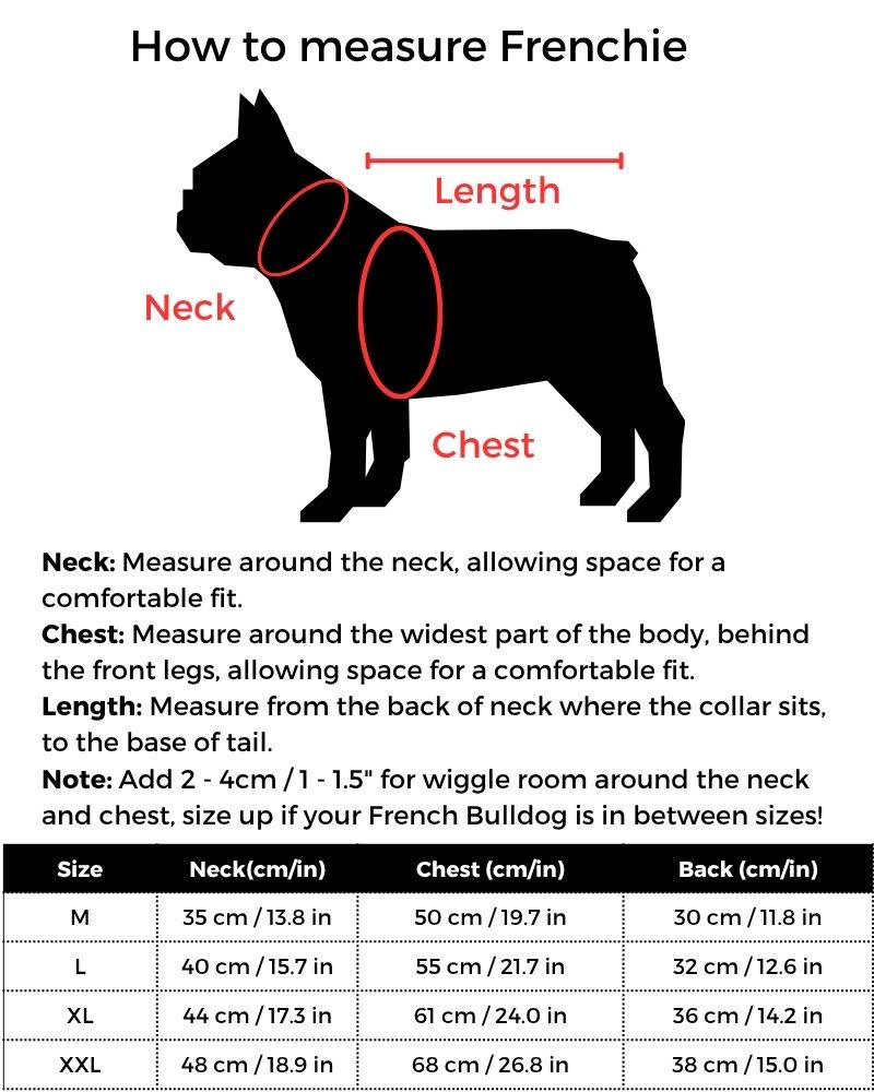 French Bulldog Summer Dress size guide