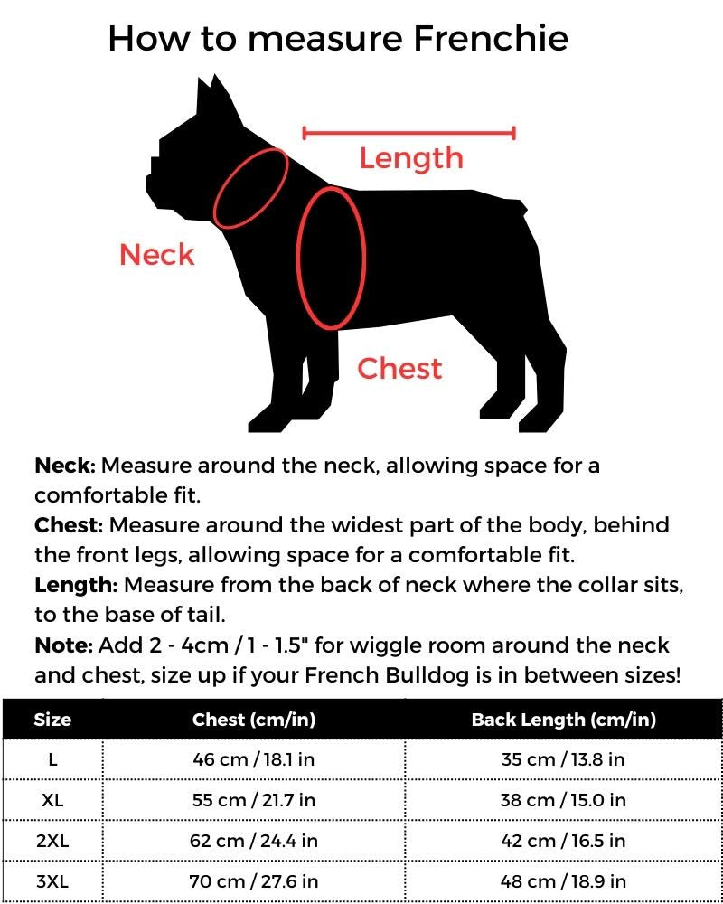 Frenchie Arctic Jumpsuit size guide