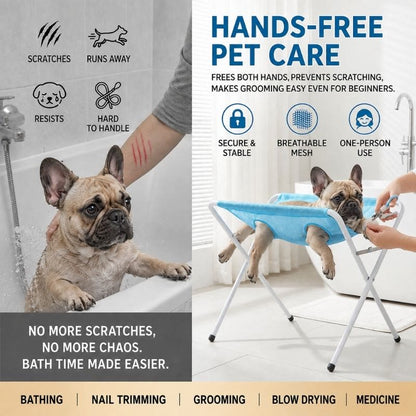 frenchie grooming hammock stand