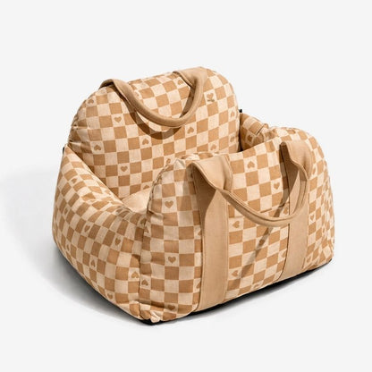 Heart Chequerboard Frenchie Car Seat Bed