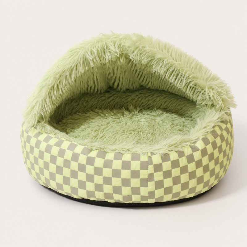 Green Hooded Frenchie Donut Bed studio shot