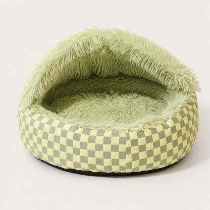 Green Hooded Frenchie Donut Bed studio shot
