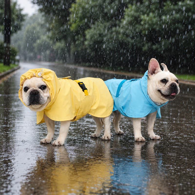 Hooded Frenchie Rain Poncho