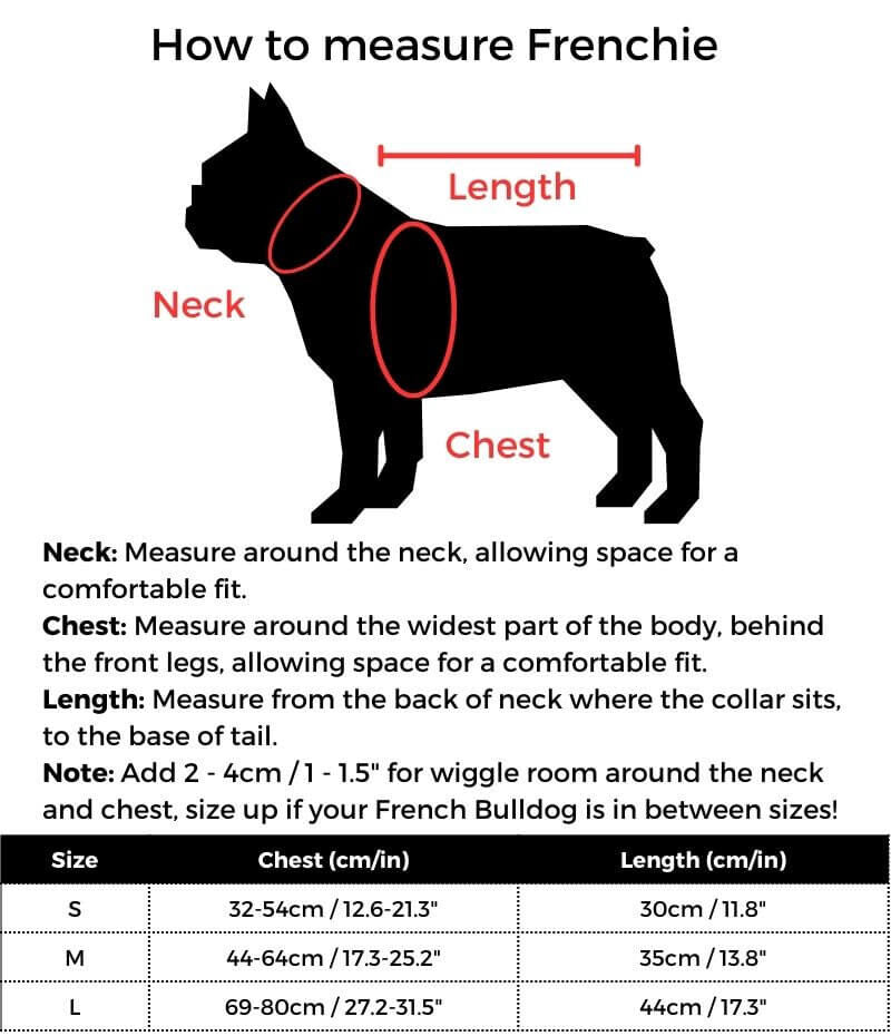 Nemo French Bulldog Life Jacket size guide