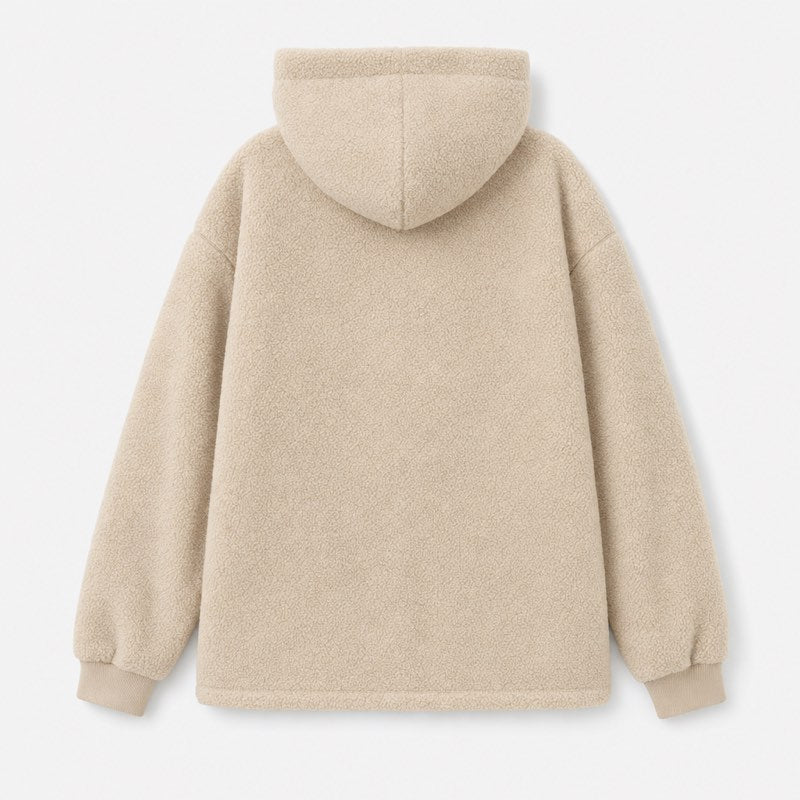 Beige Sherpa French Bulldog Carrier Hoodie back view