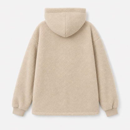 Beige Sherpa French Bulldog Carrier Hoodie back view