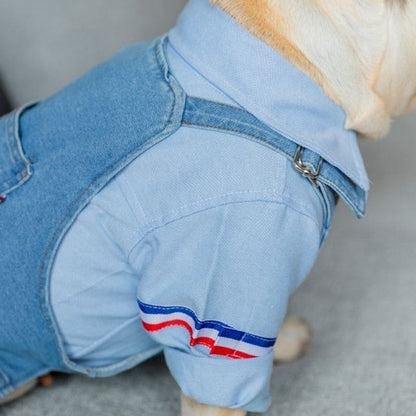 Denim French Bulldog Overalls