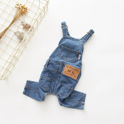 Denim French Bulldog Overalls