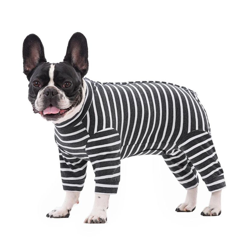 frenchie space shop striped french bulldog pajamas