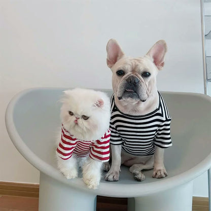 frenchie space shop striped french bulldog t-shirt