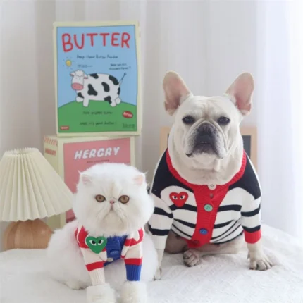 frenchie space shop striped frenchie cardigan