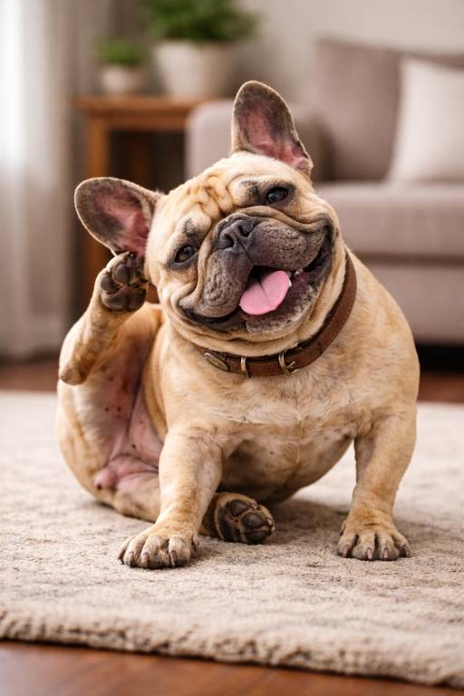 french bulldog scratches ears