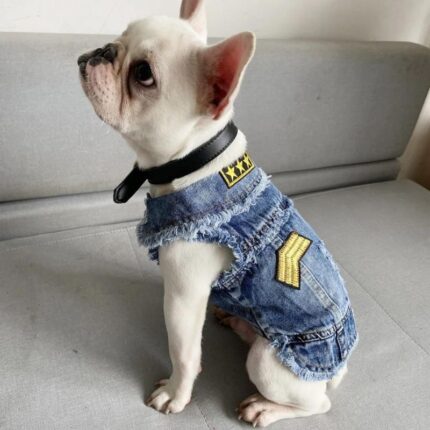 frenchie space shop french bulldog denim jacket