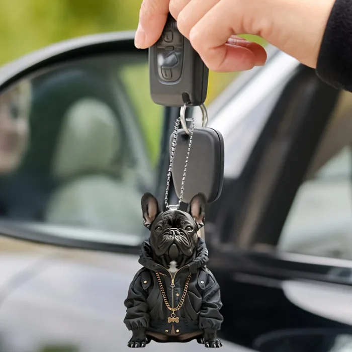 bossy french bulldog keychain