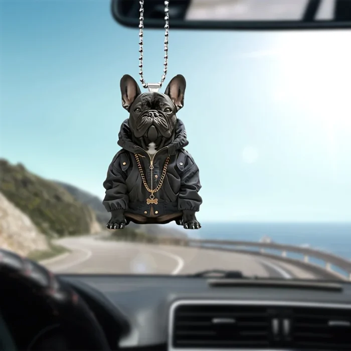 bossy french bulldog keychain
