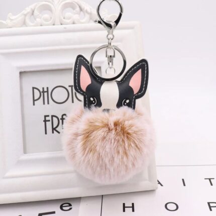 french bulldog pompom keychain