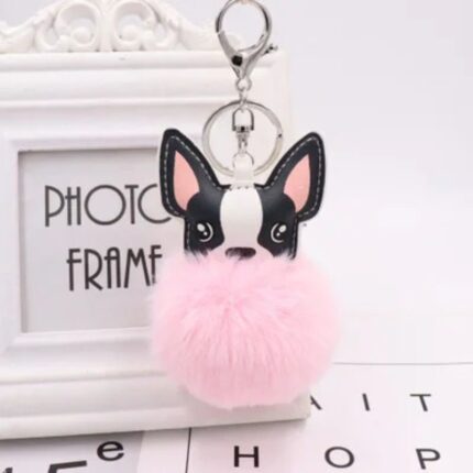 french bulldog pompom keychain