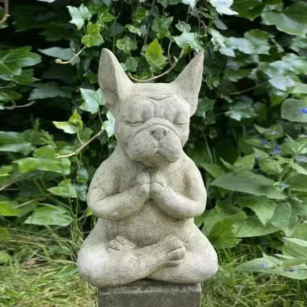 meditating french bulldog statue