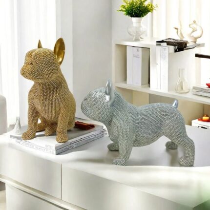 shiny french bulldog statue
