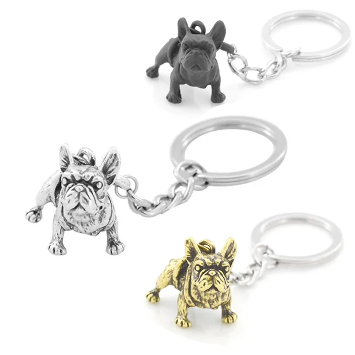 vintage french bulldog keychain