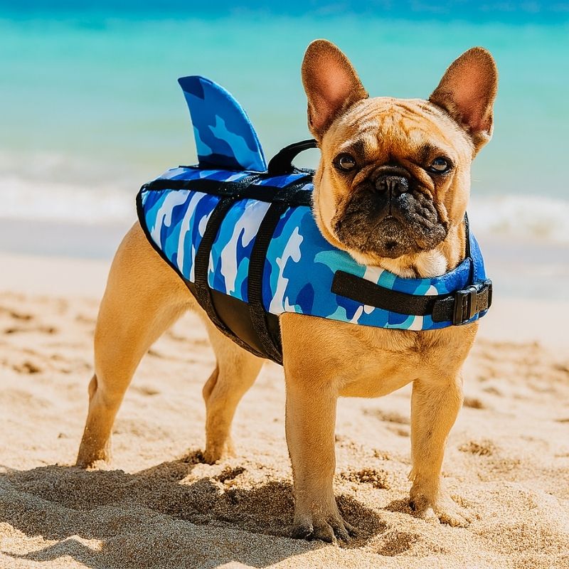 camo french bulldog swimming vest